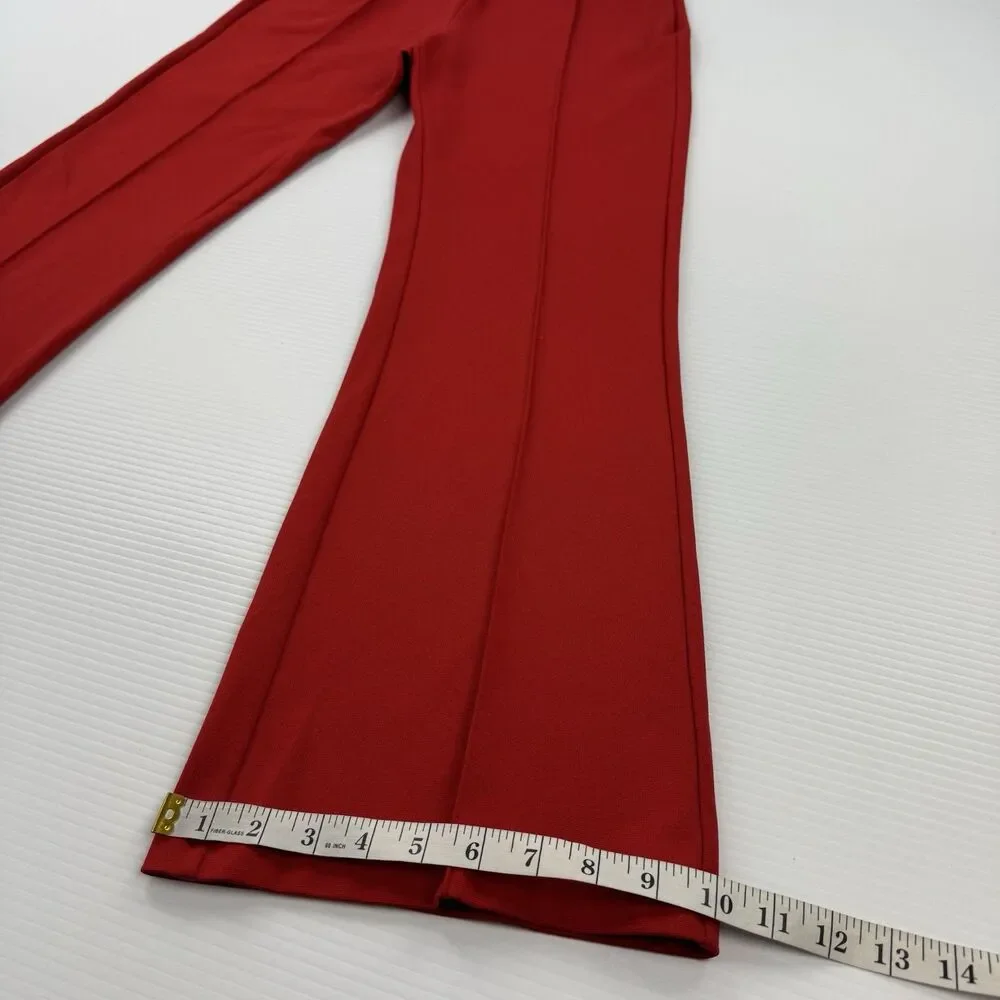 Tory Burch Sport Red Track Pants Women Large Flare Leg Stretch Pull On